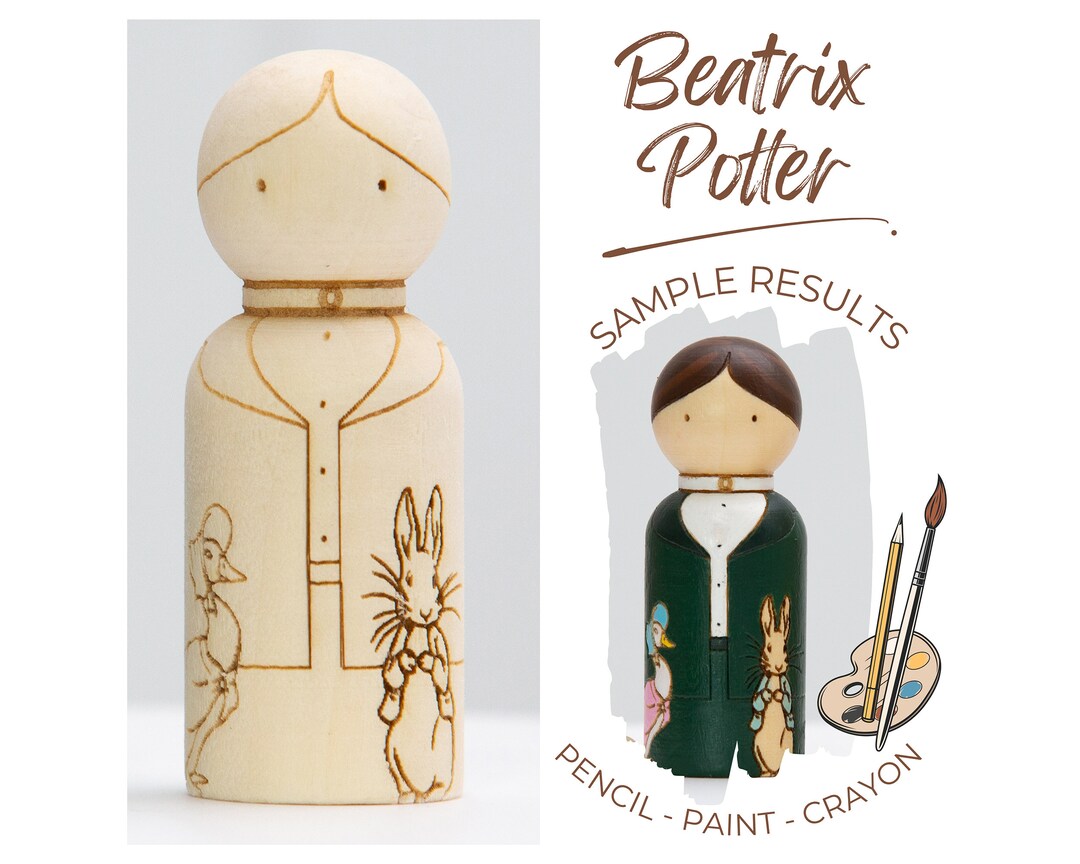 DIY Beatrix Potter Jemima Puddleduck Peter Rabbit Wooden Peg Doll