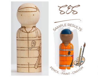 DIY Peg Doll First Responder SES State Emergency Service  Wooden Montessori Craft Kit Learning Activity EYFS Small World Waldorf Education