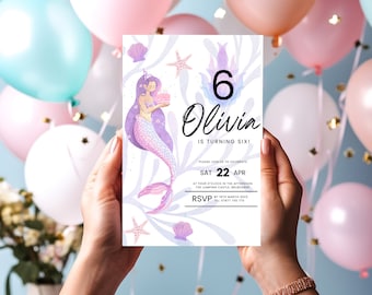 6th Birthday Mermaid Invite