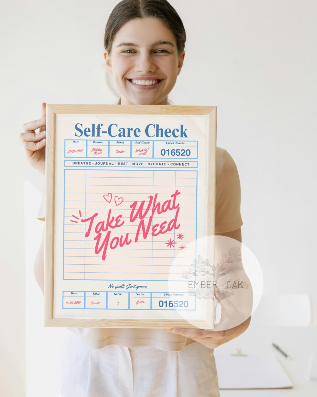 Self-care Guest Check Art Print Series | DIGITAL DOWNLOAD | Mental ...