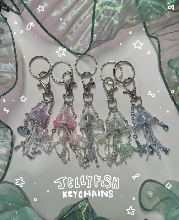 Handmade Beaded Jellyfish Keychain | Fun keychains