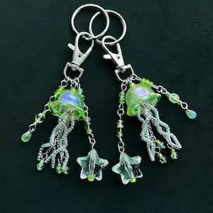 Llavero de medusa hecho a mano con cuentas / Llaveros divertidos Green (bright)