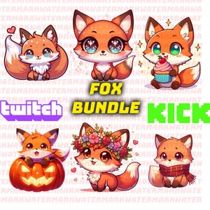 Twitch | Kick Streamer Cute Fox Emotes BUNDLE of 6! Halloween Spooky Theme
