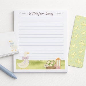 Set de papelería personalizado con diseño de ganso / Bloc de notas, mini bloc, marcapáginas, bolígrafo