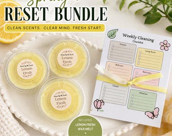 Pacchetto di ripristino primaverile / Cialde di cera profumate al limone + Lista di controllo per la pulizia