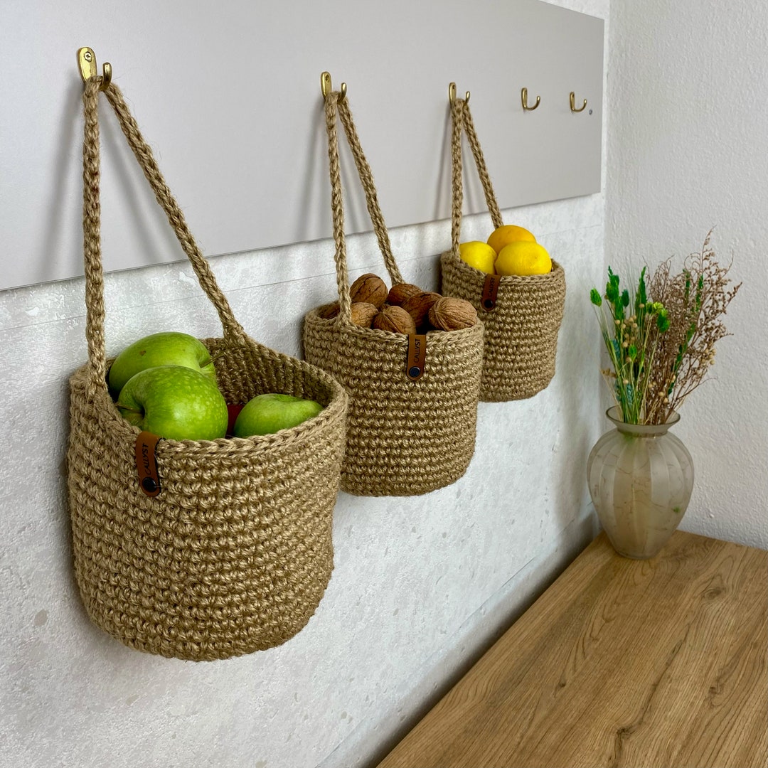 Jute Wall Hanging Basket Jute Basket Rustic Basket Storage Etsy