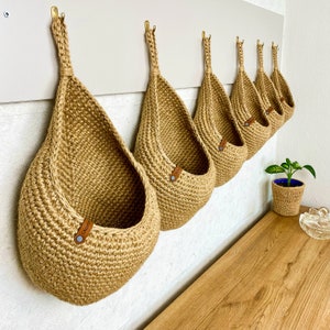 Jute Basket, Wall Hanging Basket for Kitchen Organizer and Vegetable ...