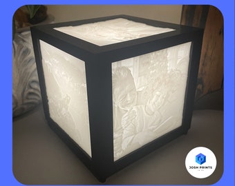 Custom 4K Detail 5 Photo Lithophane Light Box | Dimmable LED Powered by USB