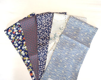 Patchwork 5-Piece Lot of Vintage Kimono Silk Remnants - Ideal for Quilting, Crafting , Lot S22-004