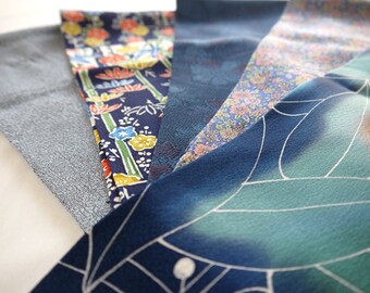 Exquisite Five-Piece Silk Fabric Collection - Traditional Japanese Prints for Elegant Crafts Lot S22-015