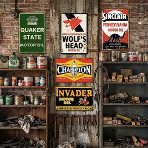 Vintage Gas & Oil Metal Sign Set: Man Cave Garage Decor (35 Pieces) - Etsy