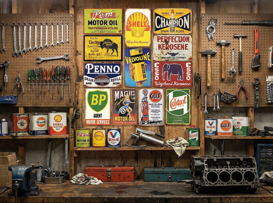 Vintage Gas & Oil Metal Sign Set(12): Rustic Garage Decor, 8x12" - Etsy