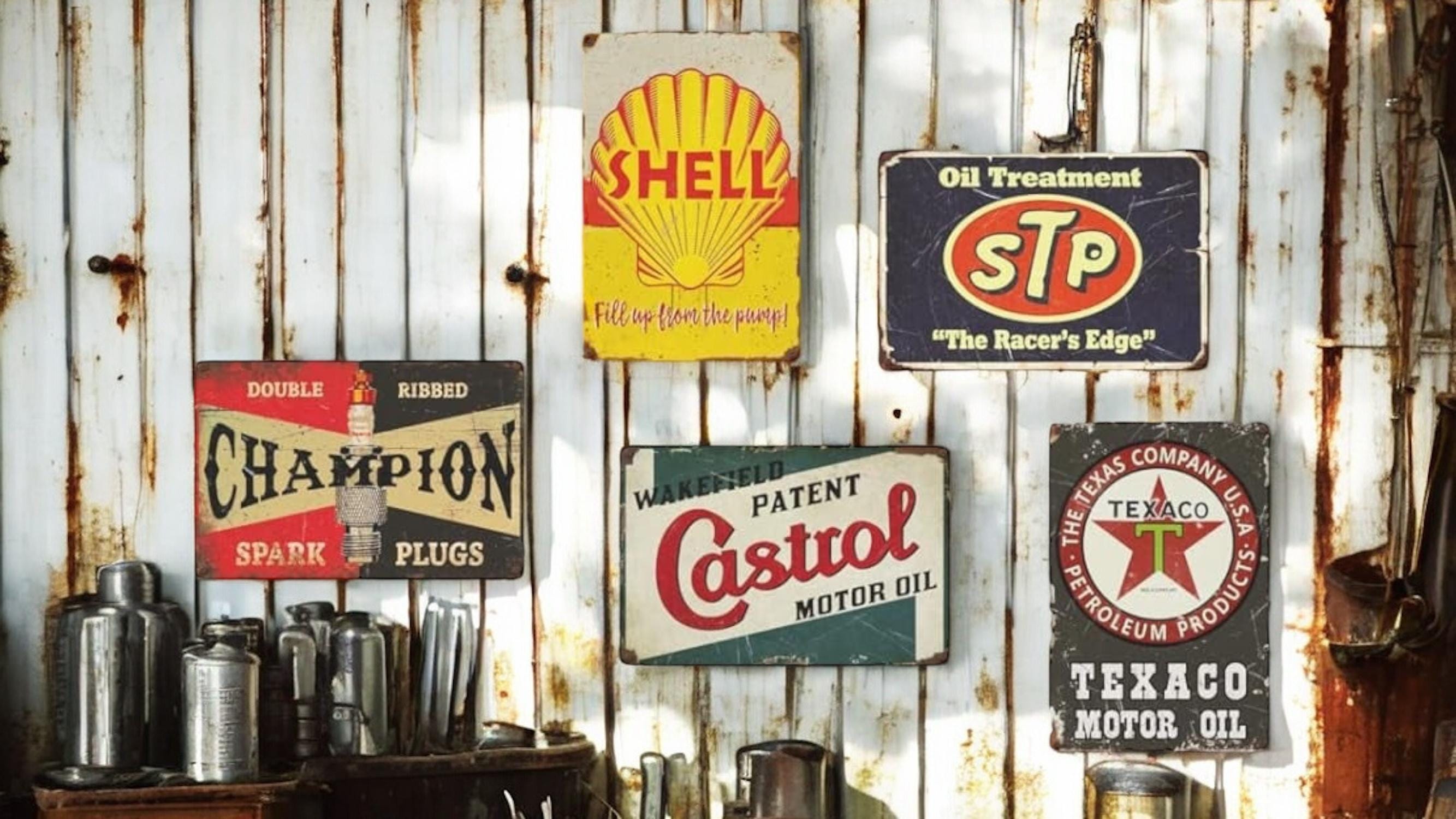 Vintage Gas & Oil Sign Bundle: Shell, Texaco, Castrol, STP - Etsy