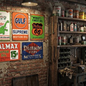 Vintage Gas & Oil Metal Sign Set: Man Cave Garage Decor (35 Pieces) - Etsy