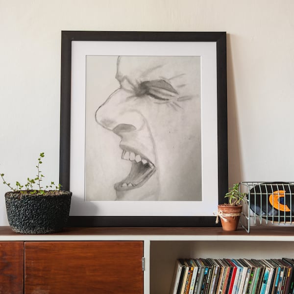 Man Screaming | Into the Void | Digital Download | Art | Graphite Design | Pencil Drawing Sketch