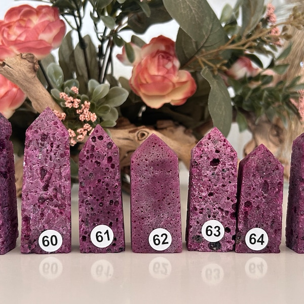 Sparkly Honeycomb Ruby Crystal Point | Natural Ruby Tower | Ruby Crystal Obelisk | Natural Healing Gemstone | Crystal Gift | Crystal Point