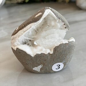 Scolecite Spray Inside Quartz Geode | Natural Scolecite Geode | Fine ...