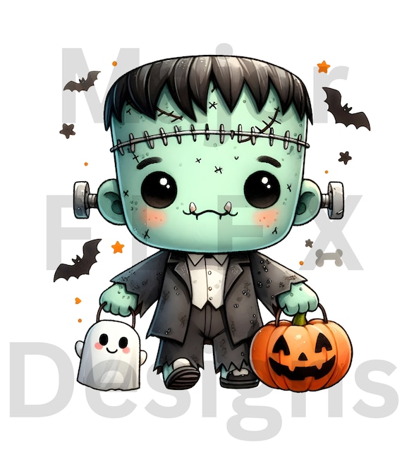 Cute Frankenstein Png, Frankenstein Png, Halloween Design, Transparent Background, Png, Fall Season Png, Png For Shirt, Autumn Png, Digital