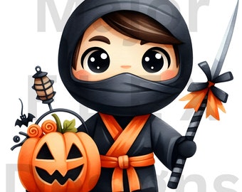 Niedlicher Ninja Png, Ninja-Halloween-Kostüm, Halloween-Design, Transparenter Hintergrund, Png, Herbstsaison Png, Png Für Shirt, Herbst Png, Digital