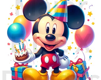 Mickey Mouse Birthday Clipart, Cute Birthday Design For Kids, Birthday Party Clipart, Mickey Mouse Birthday Sublimation, Mickey Mouse Design