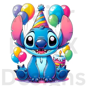 Stitch Birthday Clipart, Cute Birthday Stitch, Stitch Sublimation Design, Stitch Clipart, Birthday Clipart, Birthday Stitch Png, Birthday
