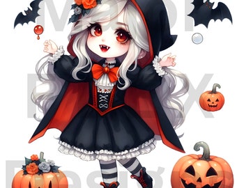 Süßer Halloween Vampir Png, Süßer Vampir, Halloween Design, Transparenter Hintergrund, Png, Herbst Saison Png, Png Für Shirt, Herbst Png, Digital