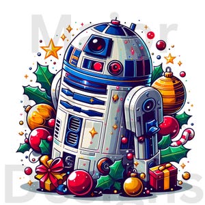 Star Wars Christmas R2-D2 Design, Star Wars Clipart, Christmas R2D2 Sublimation, Cute Christmas Star Wars PNG, Christmas Design PNG, R2D2