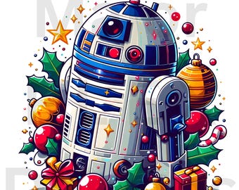 Star Wars Christmas R2-D2 Design, Star Wars Clipart, Christmas R2D2 Sublimation, Cute Christmas Star Wars PNG, Christmas Design PNG, R2D2