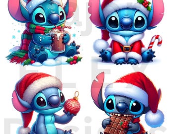 Disney kerststeek png 4-pack, steek vakantieontwerpen, leuke kerststeekpakket, Disney kerstontwerpen, steek winter clipart