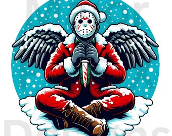 Christmas Jason Clipart PNG, Jason Voorhees Christmas Design, Creepy Christmas PNG, Nightmare Christmas, Jason Holiday Sublimation