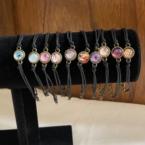 Black Leather Flower Bracelet