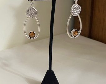 Antique Silver Pressed Flower Earrings