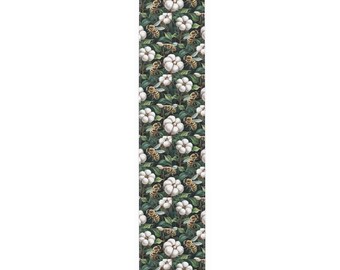 Floral Bee Table Runner: Rustic Cotton Blend Spring Decor