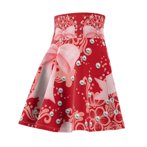 open lace back dress Red Mini Skirt High Waisted Skater Elastic Band Tiered main image 1
