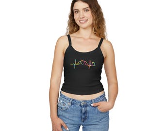 Camiseta de tirantes finos con estampado de corazón colorido - Camisa de verano para mujer