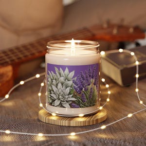 Lavender & Succulent Scented Soy Candle, Relaxing Home Fragrance, 9oz Decorative Candle, Gift for Her, Home Decor, Aromatherapy