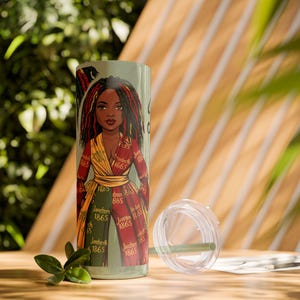 Empowering Black Woman Tumbler, 20oz Inspirational Drink Holder, Juneteenth 1865, Unique Gift for Her, Travel Mug, Affirmation Straw Cup