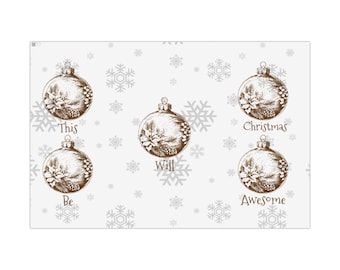 Vintage Christmas Ornaments Gift Wrap | Snowflake Holiday Wrapping Paper