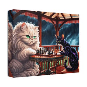 Whimsical Cat Chess Art Canvas - Feline Decor, Pet Lover Gift, Home Wall Art, Cat Lovers&#39; Wall Hanging, Unique Gift Idea