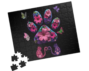 Floral Paw Print Puzzle | 1014-Piece Jigsaw for Animal Lovers