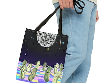 Pickles on the dance floor, pickle lovers, birthday, for people who like pickles, for people who love to plant pickles Tote Bag (AOP)