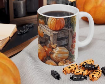Keramische mok herfstpompoen, koffiekopje herfst, gezellig pompoendecor, Thanksgiving-cadeau, seizoensgebonden keukengerei