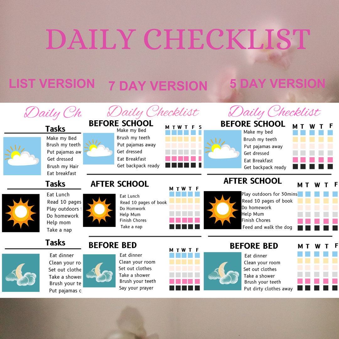 Editable Kids Chore Charts, Reward, Screen Time, School Routine ...