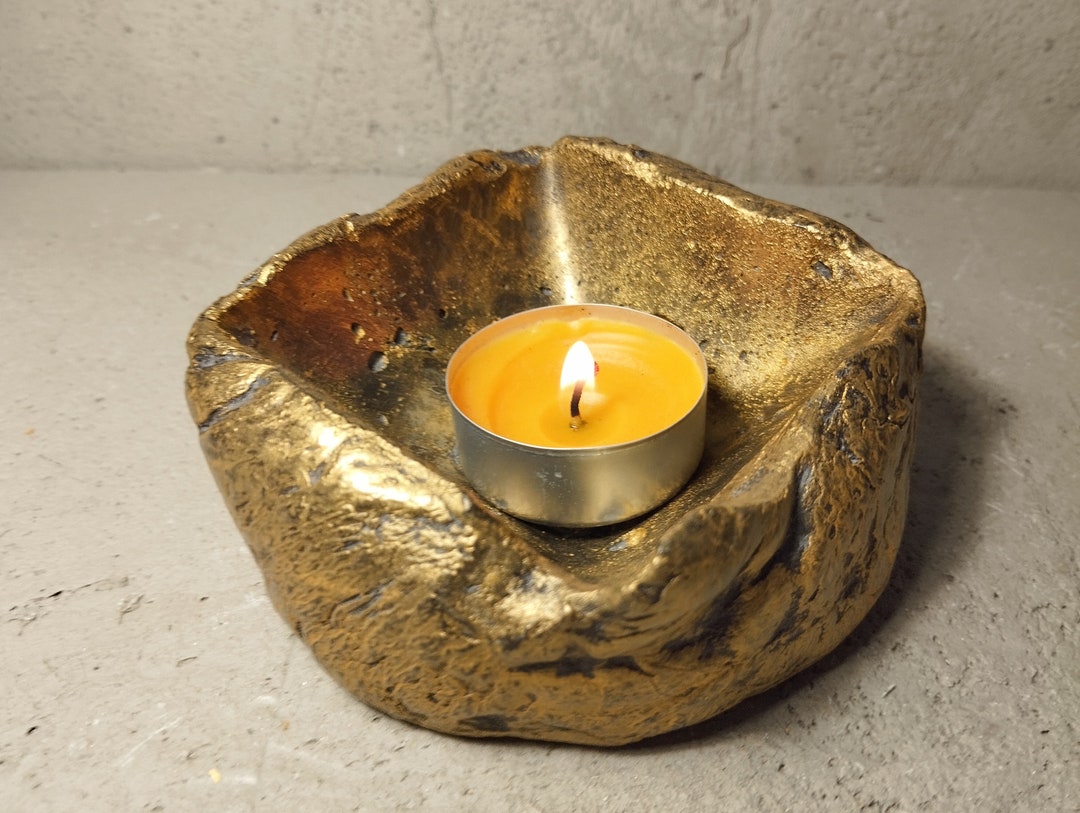 Golden Concrete Tea Light Holders Beton Tea Light Holders Etsy