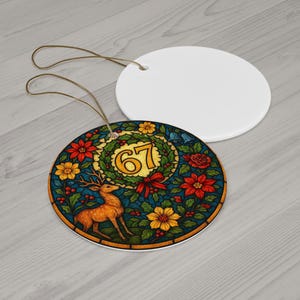 Personalized 67 Meme Ornament, Faux Stained Glass Design, Tween Teen Gift image 2
