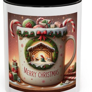Coffee Mug, Merry Christmas Holiday Ceramic Cup, Hot Cocoa Tea Gift, Festive Xmas Decor, Secret Santa Present