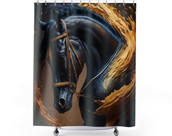 Majestic Horse Golden Brown Shower Curtains