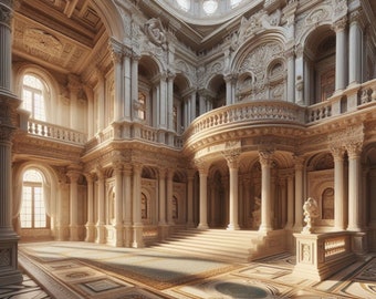 Antique Romance Historic European Mansion Interior Grand Entry Palace