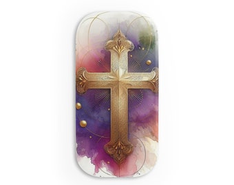 Watercolor Reverent Gold Cross Phone Click-On Grip