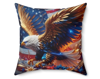 Patriotic Goldtip Eagle Spun Polyester Square Pillow